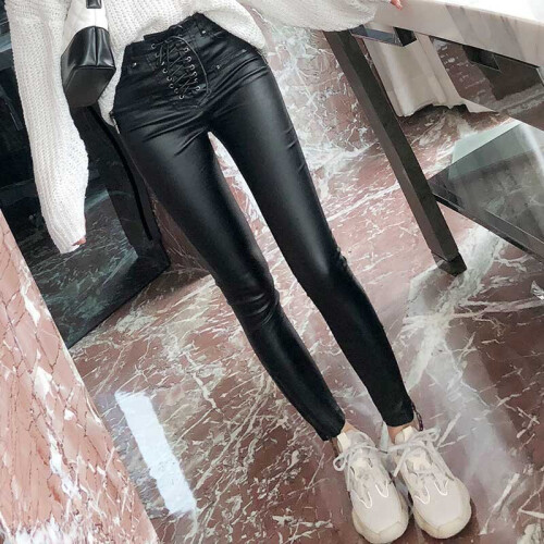 Leggings Faux Leather Pants Ladies Tight Leather Trousers Pu