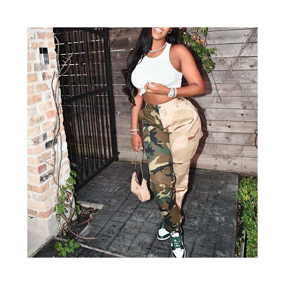 (Green-XL) Women High Waist Camouflage Printed Pants Casual Slim Camo Trousers-image-OPC-PBR5BRK-NEW