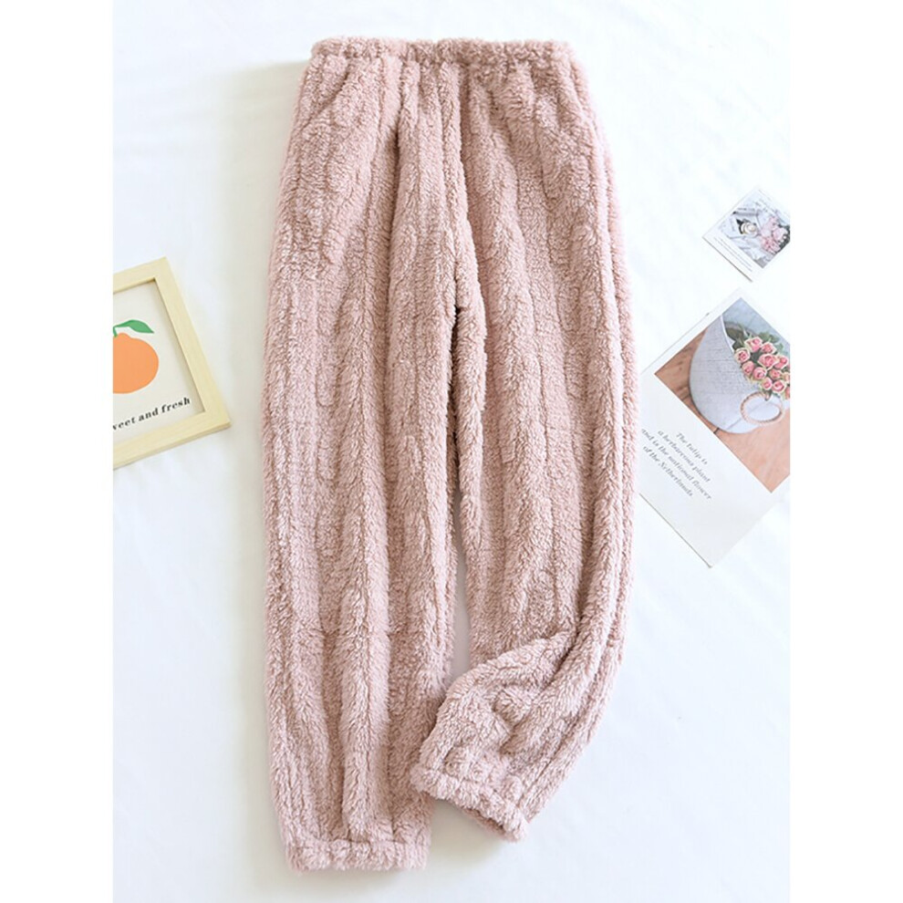 Pants Women Coral Fleece Warm Pants Solid Loose Winter Thick Outside Elastic Side Pockets High Waist Soft Casual Pants-image-OPC-PBR5D9F-NEW