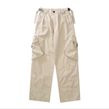 (1 Beige-XXL) American retro street big pocket Y2K overalls women's fund loose hip-hop straight casual all-match trousers