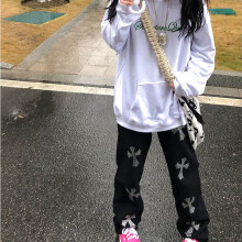 Women Hip-Hop Long Trouser Vintage Gothic Print Wide Leg Pant Overalls Harajuku Summer Spring BF Streetwear Cargo Pants