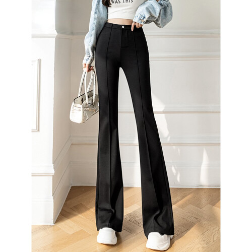 Black-M) Office Lady Suit Pants for Women Spring Skinny Flare Pants High  Waist Wide Leg Trousers Female S-XL on OnBuy