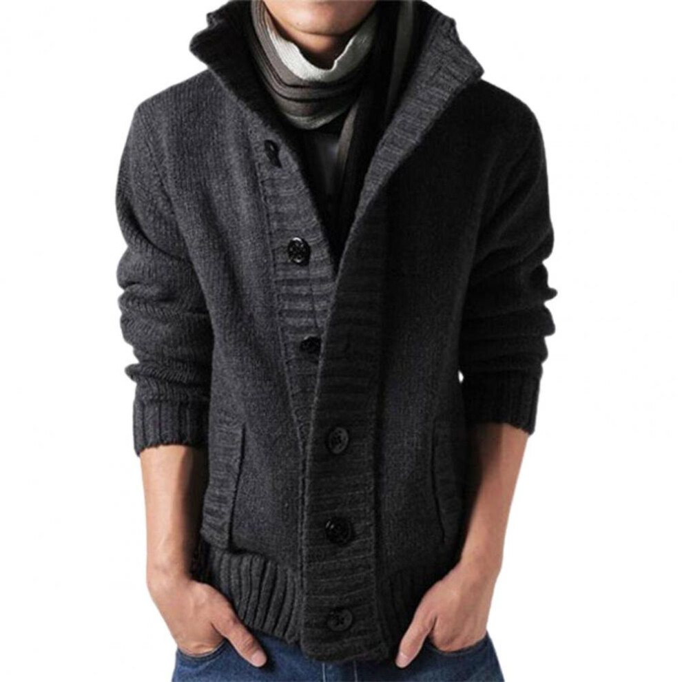Stand Collar Long Sleeve Men Cardigan Side Pockets Buttons Closure Solid Sweater Coat Knitwear-image-OPC-PBR5M29-NEW