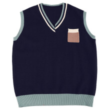 Japan Sweater Vest Men Autumn Winter Sleeveless Knitted Tops V-neck Boyfriend Preppy Style Patchwork Couples Students Streetwear