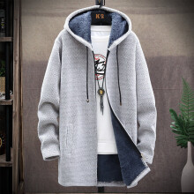 Winter Long Cardigan Sweater Men Fleece Winter Jacket Men's Slim Sweaters Hooded Sweater Thick Warm Coat Mens Clothing