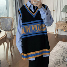 Knitted Men Vest Casual Spring Letter Printing Golf Sleeveless Clothing Harajjuku Loose Student Knit Man Vest