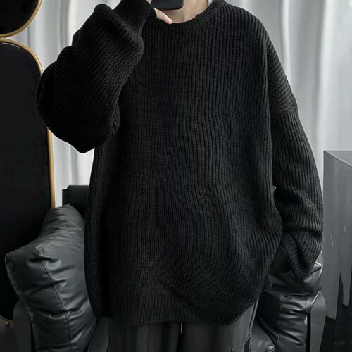 Men Sweater Pullover Long Basic Stretchy Men Sweater Fall Sweater for Daily Wear 1