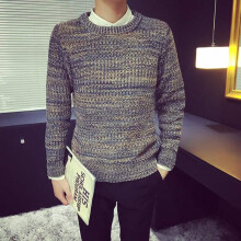 Men's Vintage round Neck Thick Thread Sweater Teenagers Pullover Thick Sweater