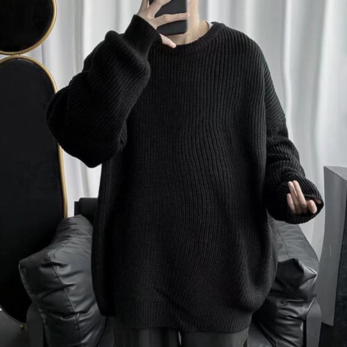 Men Sweater Pullover Long Basic Stretchy Men Sweater Fall Sweater for Daily Wear 2