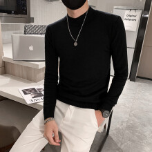 Autumn Men's Sweater Pure Semi-high Collar Knitting for Male Half-sleeved Sweaters Tops