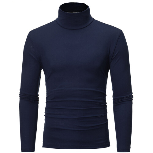Solid Turtleneck Pullovers For Men High Stretch Slim Fit Top Winter Turtleneck Long Sleeve Sweater Tops 2