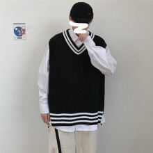 Vest Men Classic Autumn Winter Sweater V-neck Sleeveless Striped Casual Clothing Couples Preppy Style Sweater Male Vest Tops