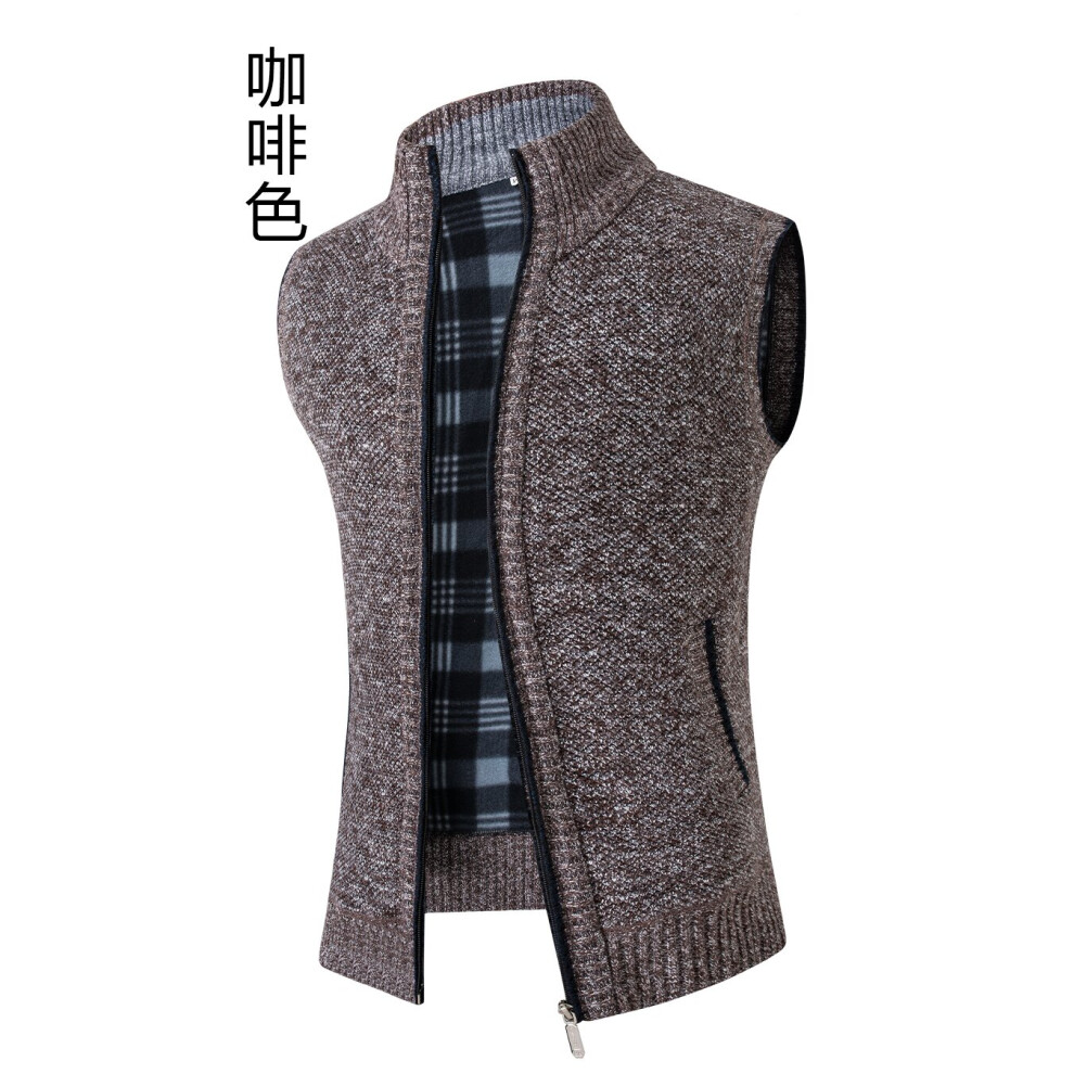 Men's Sweater Sleeveless Vest Zip Knit Jacket Fleece Style Retro Solid Colored Stand Collar Vintage Warm Coat-image-OPC-PBR5QMY-NEW