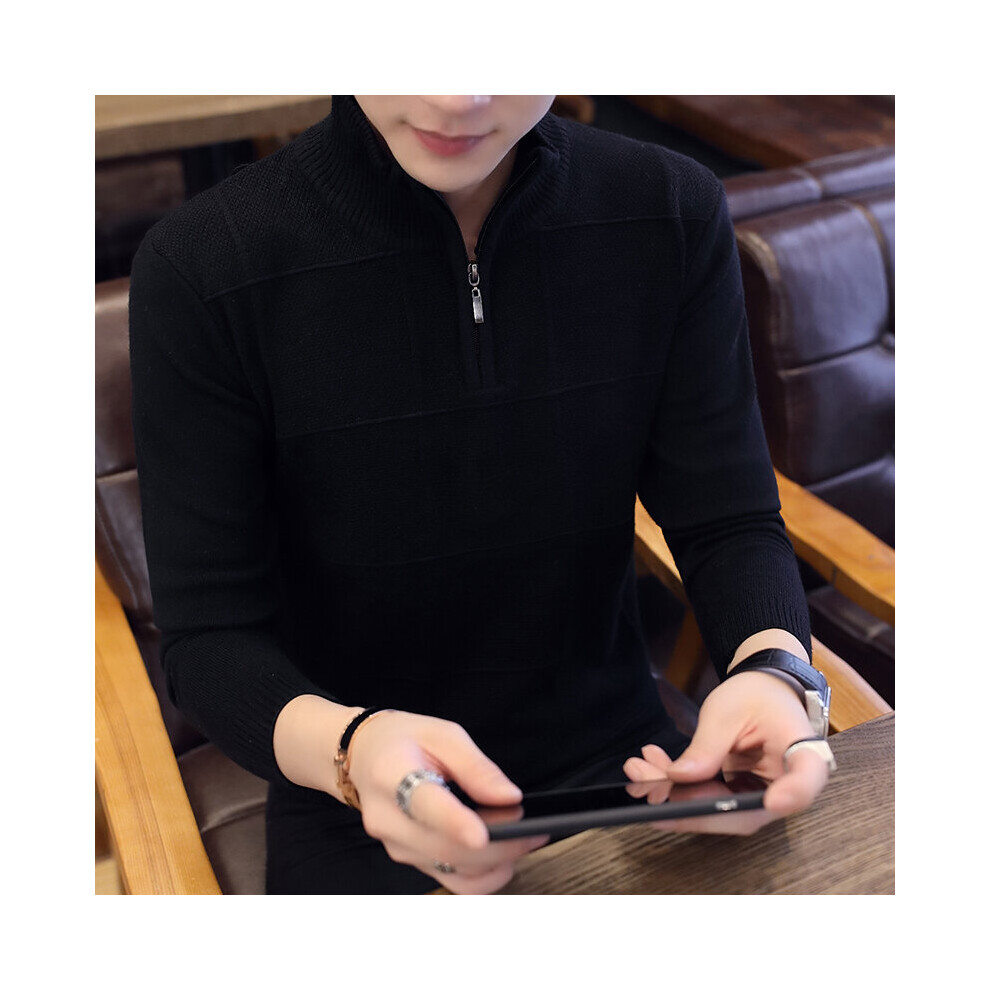 Turtleneck Mens Sweaters Pullovers Winter Stand Collar Zipper Slim Fit Thick Warm Casual Knitting Warm Knitwear Pullover-image-OPC-PBR5QZK-NEW