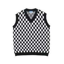 England Style Checkerboard Plaid Sweater Vest Men Vintage Fall Casual Loose Harajuku V Neck Mens Sweater Vest Sleeveless