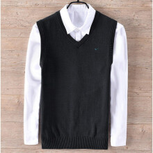 100% Cotton High Mens Pullovers Knitted Vest Embroidery-Logo Casual V-Neck Sleeveless Sweaters Homme Clothing Tops