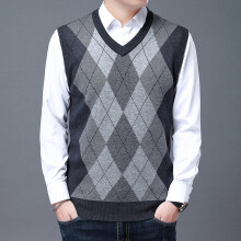 LTBW Men V-neck Vest Retro Square Lattice Vest All-match Casual Business Work Woolen Knit Vest Men Autumn