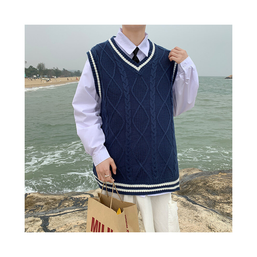 Sweater Vest Men Knitting Japanese Students Preppy Stylish Teens Dynamic Streetwear Casual All-match V-neck-image-OPC-PBR5RB7-NEW