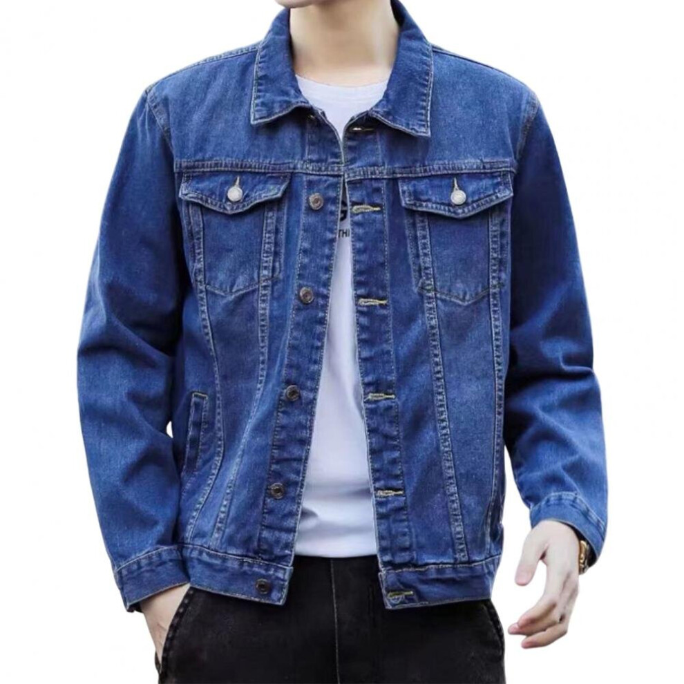 Denim Jacket Long Sleeves Versatile Fine Stitching Male Autumn Loose Fit Lapel Casual Denim Jacket-image-OPC-PBR5SNN-NEW