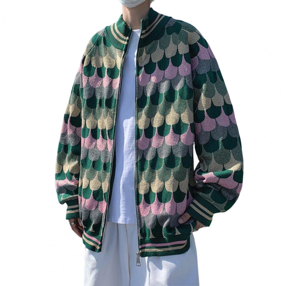 Men Knitted Coat Print Keep Warmth Colorful Men Fall Winter Knitting Sweater Coat for Outdoor-image-OPC-PBR5SP8-NEW