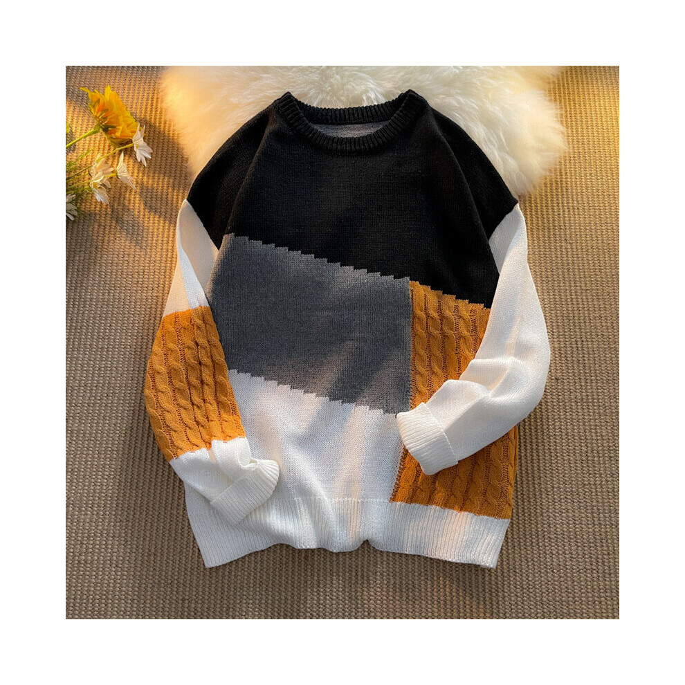 Patchwork Sweater for Men Women Vintage Japanese Style High Loose Jumpers Casual O-neck Couple Knitted Pullovers-image-OPC-PBR5T2K-NEW