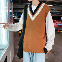 Mens V-Neck Sweater Vest Spring Autumn Harajuku Fashions Male Streetwear Sleeveless Waistcoat Clothing