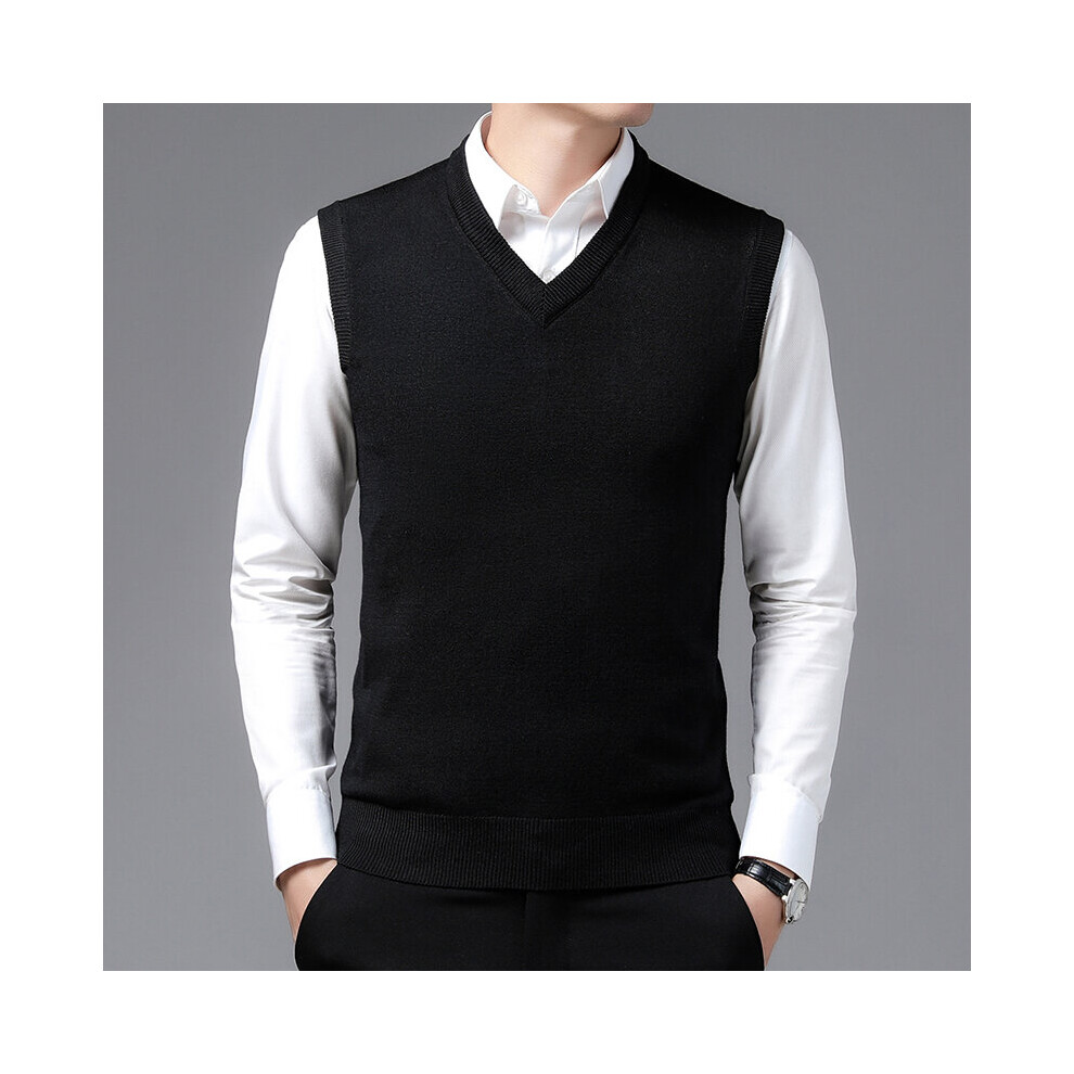Mens Sweater Vest Sleeveless Solid Autumn Winter V-Neck Collar Slim Fit Soft Sweater Men-image-OPC-PBR5T66-NEW