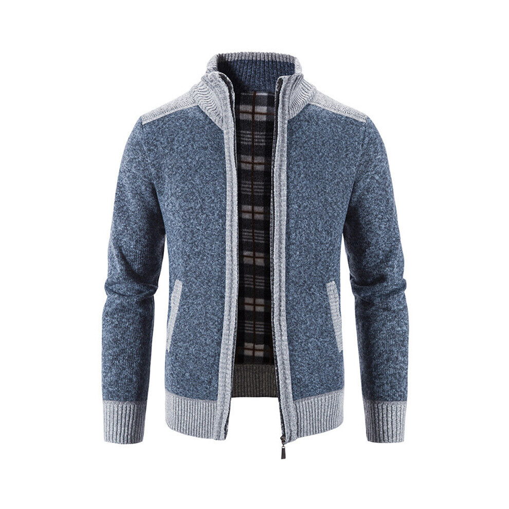 Winter Thick Fleece Cardigan Men Thermal Stand Collar Sweatercoat Zipper Knit Sweater Casual Knitted Outwear Jacket-image-OPC-PBR5TJF-NEW