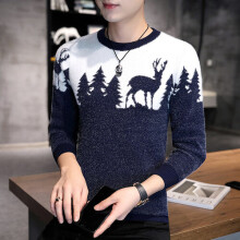 Elk Pattern Knitted Sweaters for Teenage Christmas Slim Fit Clothing Men Crewneck Pullover Tops Streetwear