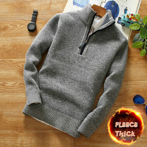 Winter Men s Fleece Thicker Sweater Half Zipper Turtleneck Warm Pullover Male Slim Knitted Wool Sweaters for Spring on OnBuy