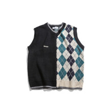 Covrlge Sweater Vest Loose Couple Splicing Men's Style Autumn Spring Bottoming Casual All-match Everyday Top MBS007