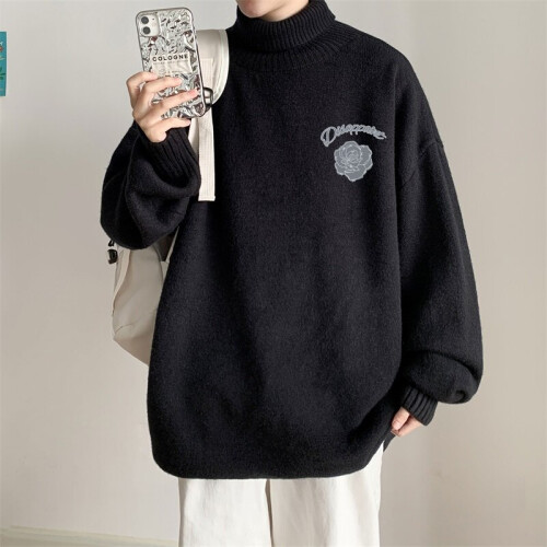Turtleneck Sweater Collection Long Sleeve Thick Fleece Winter Warm Youth Oversized Size Plus Patterned 31 Styles Pullovers
