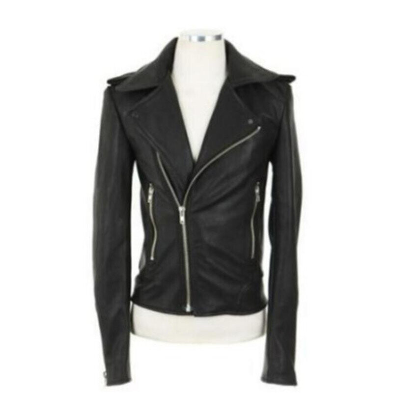 Trendy PU Leather Jacket with Pockets for Men
