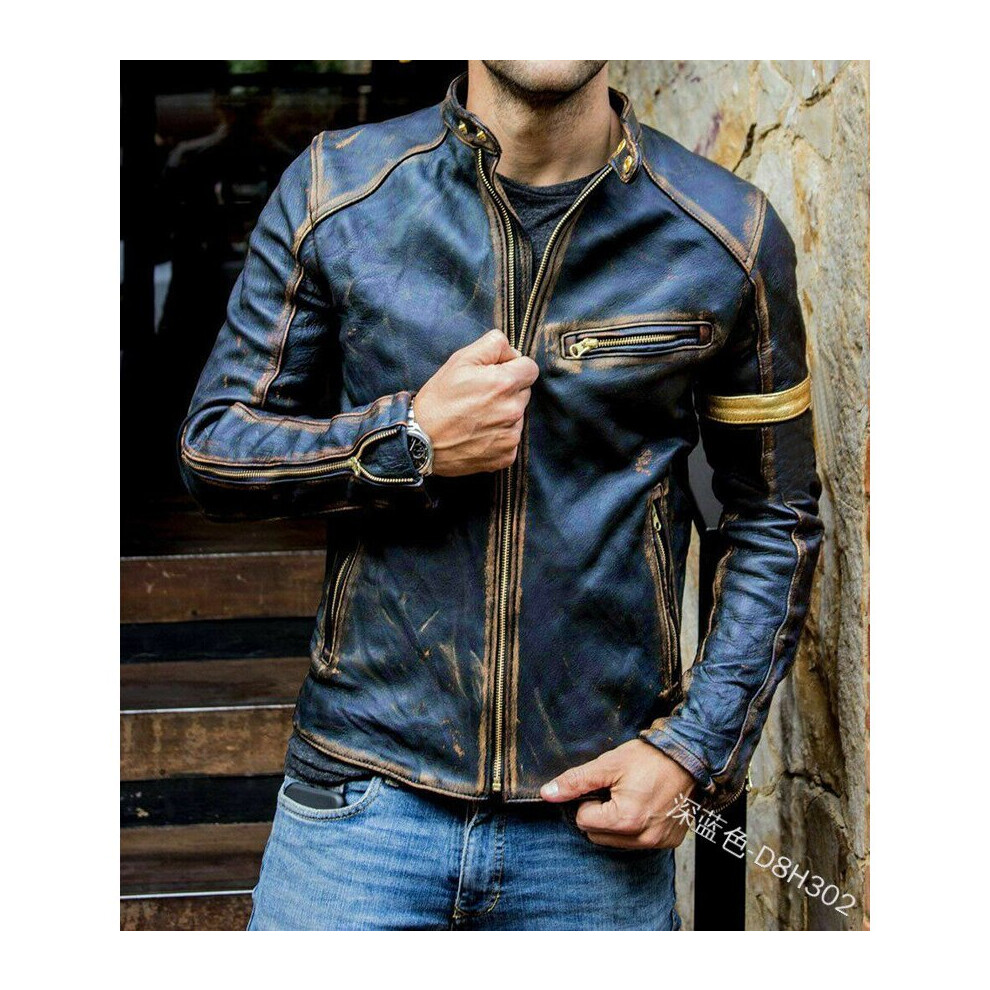 Men's Stand Collar Matching Leather Clothing Youth Motorcycle Pu Leather Clothing Multicoloured 885658521745