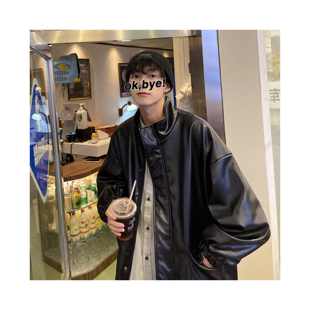 Winter PU Leather Jacket Men Zipper Moto Jacket Stand Collar Autumn Winter Streetwear Outerwear Biker Coats-image-OPC-PBR5XYT-NEW