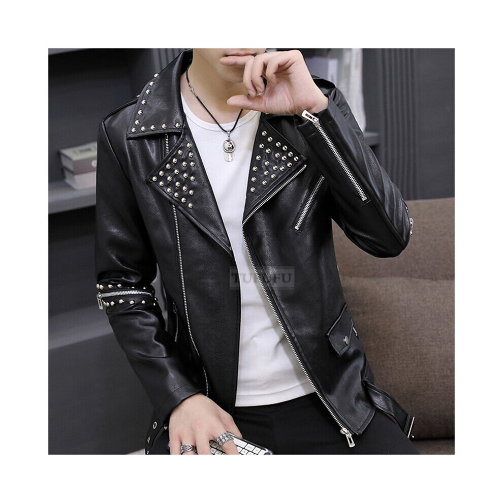 autumn leather cultivate one's morality men rivet tide handsome motorcycle jacket lapels