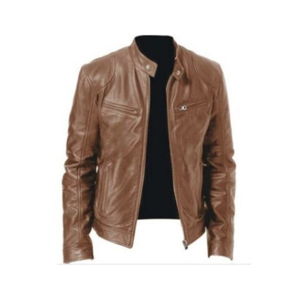 Mens Leather Jacket Slim Fit Stand Collar Pu Jacket Male Anti-Wind Motorcycle Lapel Diagonal Zipper Jackets Men Multicoloured 885658533236
