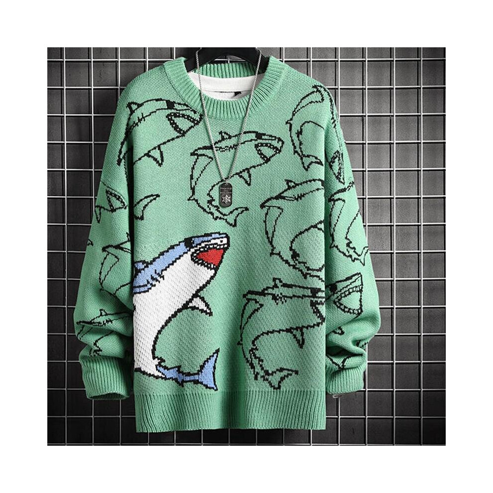 Japanese Anime Leaping Great Shark Printing Harajuku Men Sweater Autumn Winter Long Sleeve Male Knitwear Pullover-image-OPC-PBR5YXH-NEW