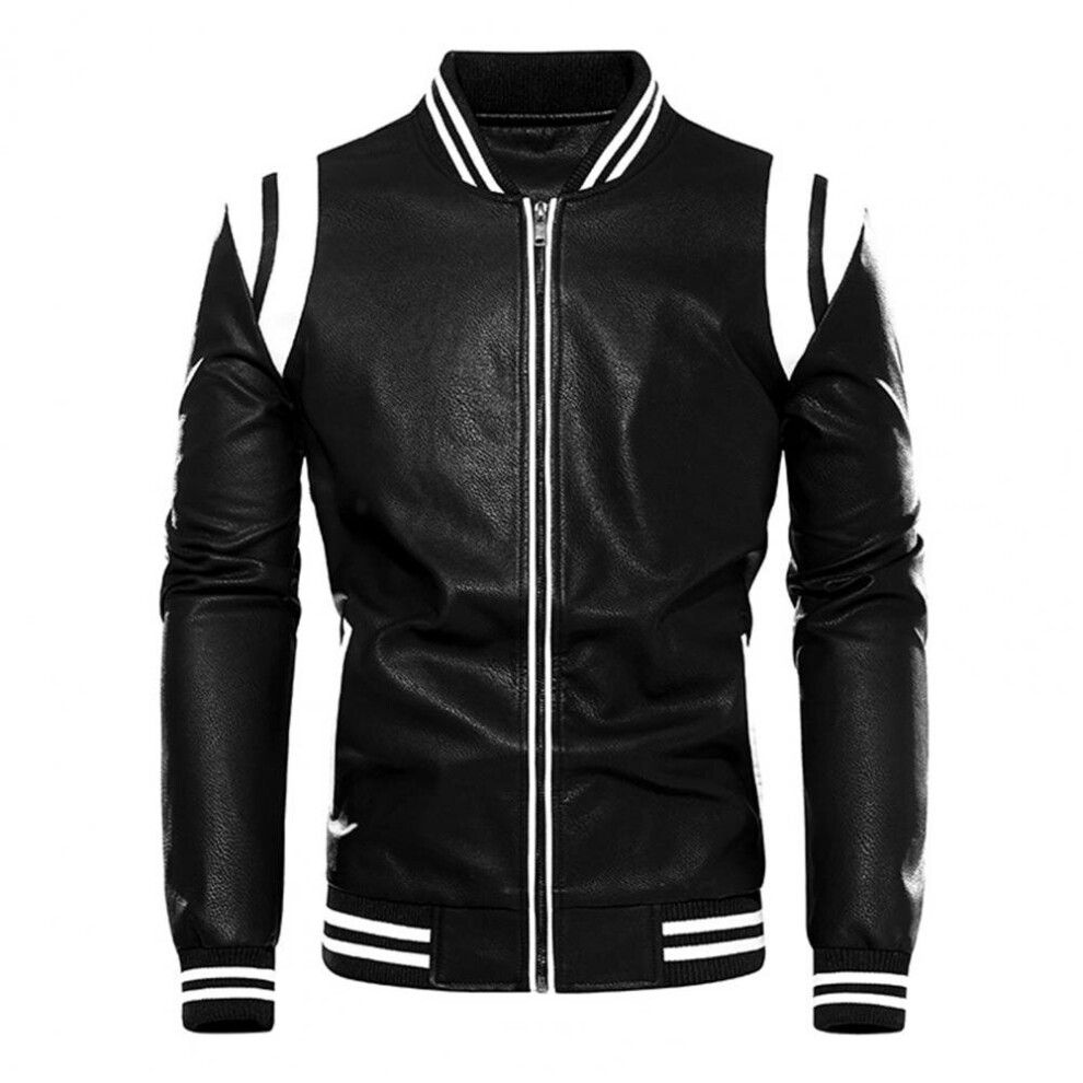 Stylish Men Outerwear Zipper Plush Smooth Surface Ribbing Bottom Motorcycle Jacket-image-OPC-PBR5ZDJ-NEW