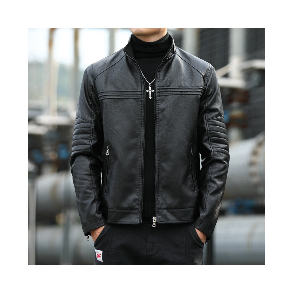 Autumn Men's Motorcycle Slim Fit Leather Clothing With Stand Collar Youth Handsome Casual Pu Leather Jacket Multicoloured 885658548216