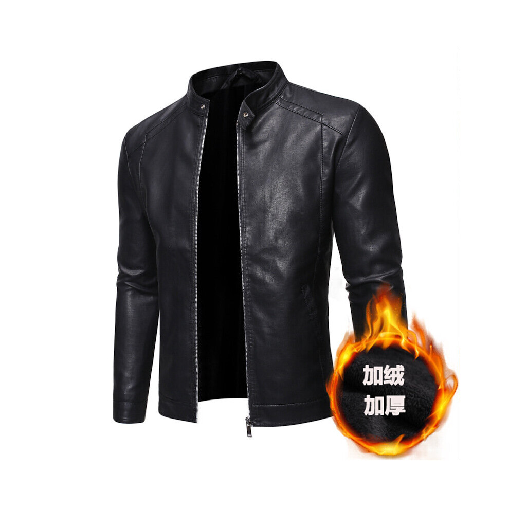 Men's Slim Casual PU Leather Jacket Youth Stand Collar Motorcycle Leather Jacket-image-OPC-PBR5ZYB-NEW