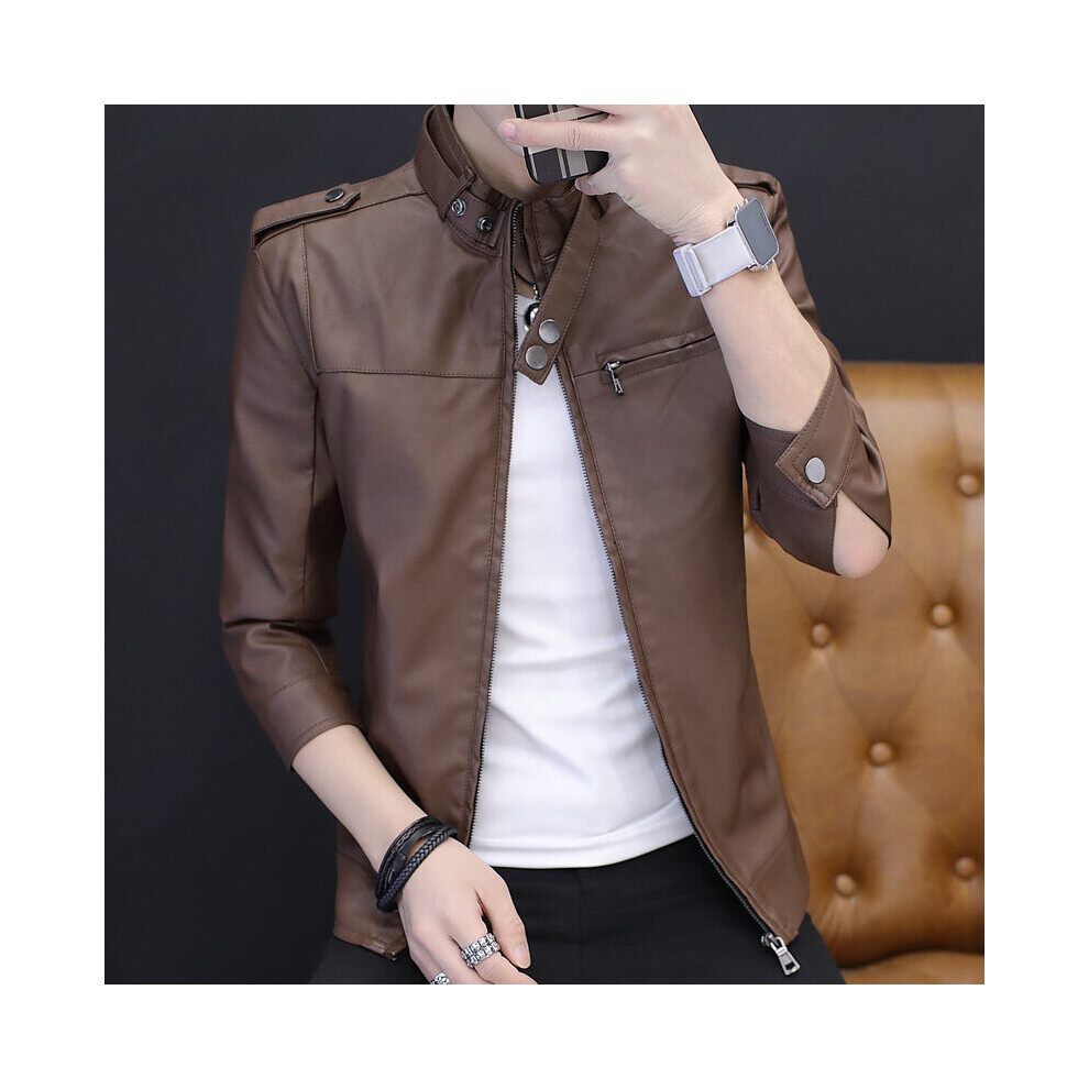 Men's Thin Autumn Slim Handsome Leather Clothing Teenagers Biker's Leather Jacket-image-OPC-PBR62B5-NEW