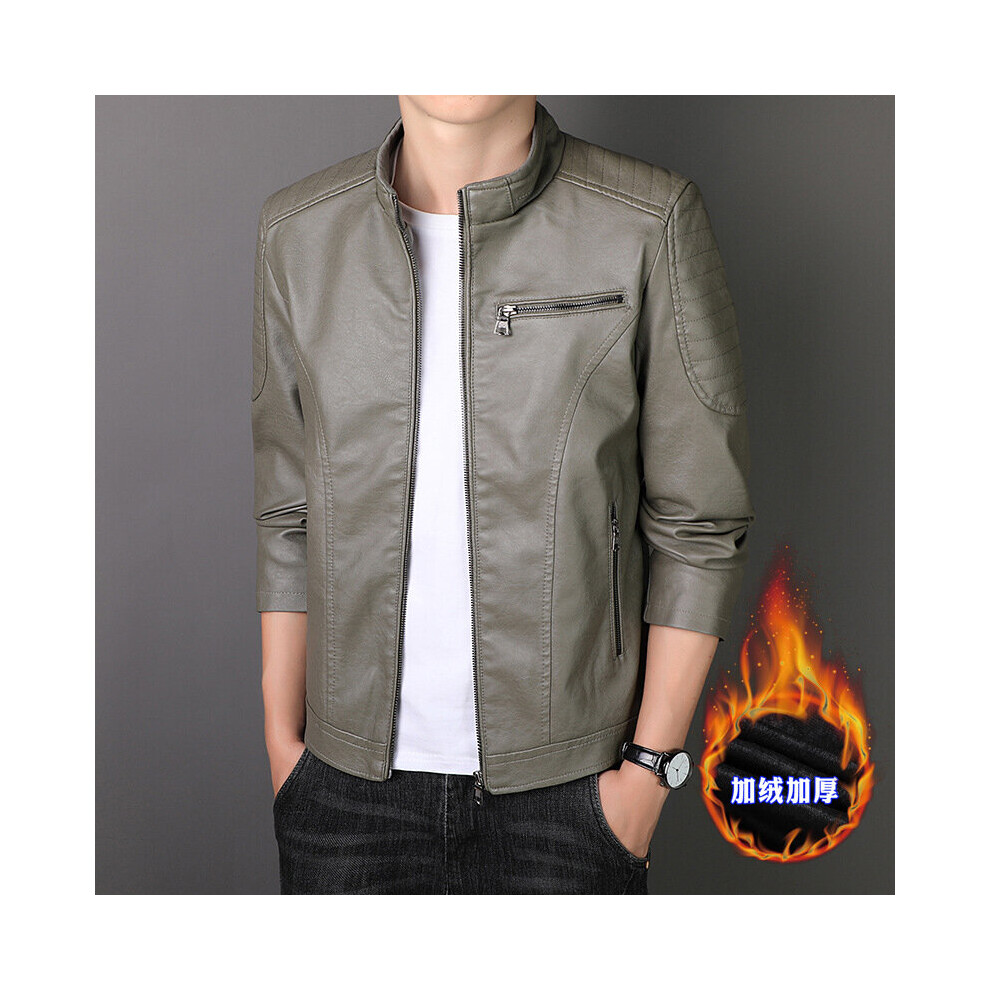 Men's Motorcycle Stand Collar Pu Leather Jacket Youth Handsome Casual Leather Jacket Multicoloured 885658584979