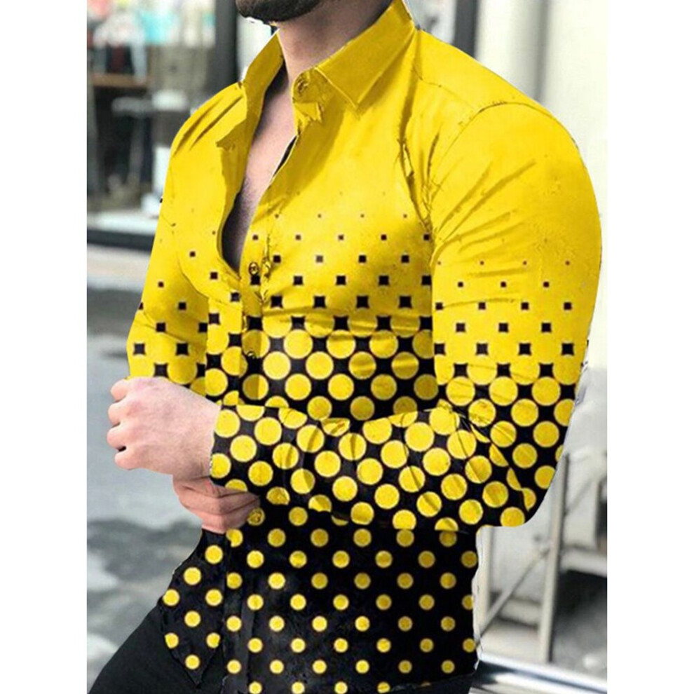 Mens Shirt polka dot Pattern Printed Slim Long Sleeve Shirt-image-OPC-PBR66PJ-NEW