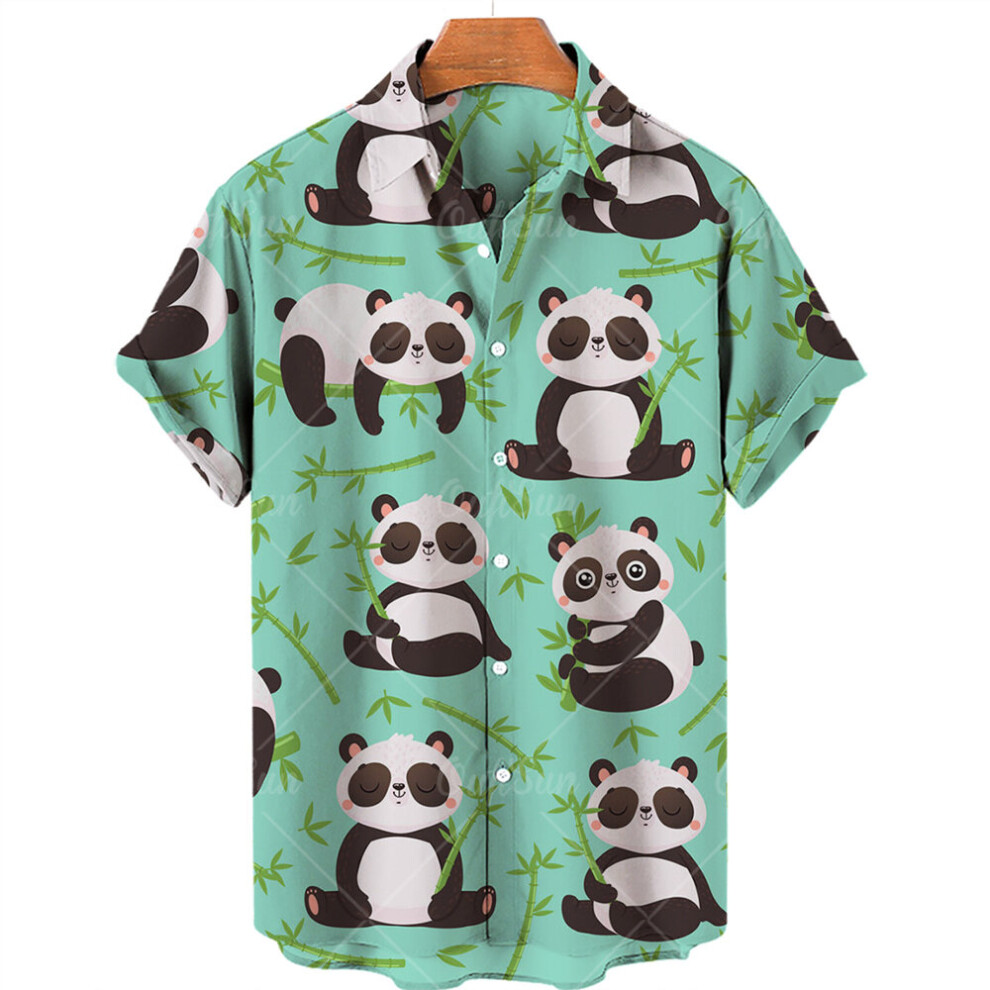 Summer Unisex Hawaiian Shirt 3d Anime Animal Panda Print Short Sleeve Men's Shirt Top Camicias Retro Casual Shirt 5xl-image-OPC-PBR66Z6-NEW