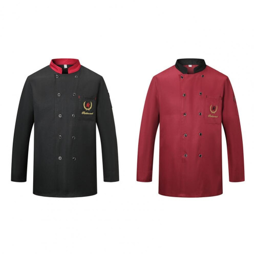 Chef Uniform Practical Bakery Solid Pocket Buttons Chef Top for Work Chef Shirt Chef Uniform 1