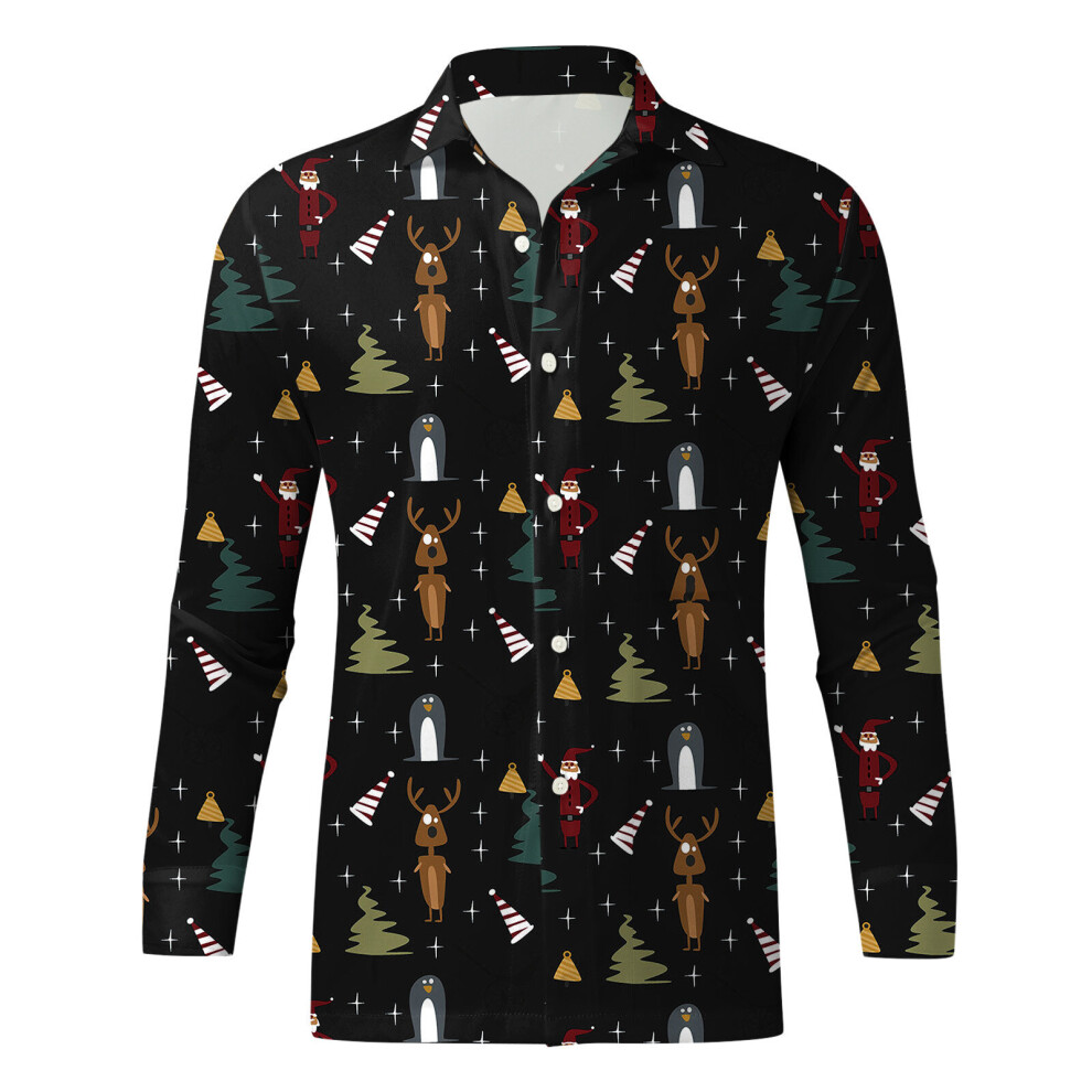 Christmas Snowflake Print Men's Hawaiian Butttton Shirts Long Sleeve Top Cardigan Blouses Casual Unisex Beach Streetwear Clothes-image-OPC-PBR67R7-NEW