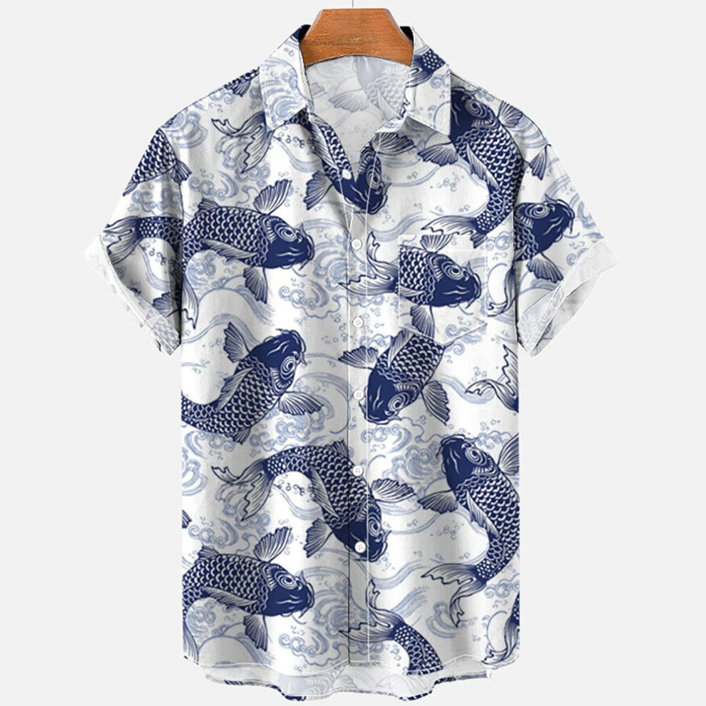 Sea Animals Seahorse Fish 3d Pattern Hawaiian Shirt Male Clothes Men's Shirt Summer Casual Short Sleeve Loose Men's Clothing-image-OPC-PBR67VG-NEW