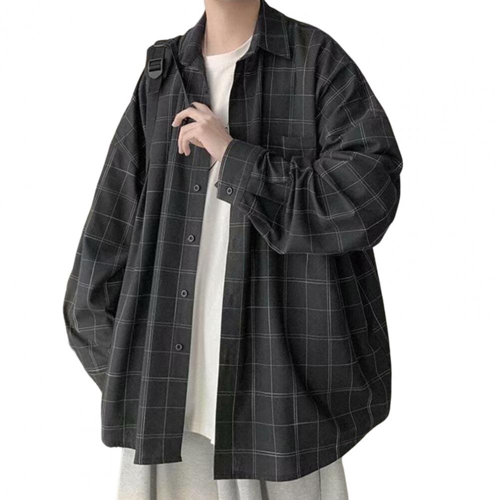 Spring Shirt Loose Turn-down Collar Casual Single-breasted Men Autumn Shirt Soft Men Autumn Shirt for School-image-OPC-PBR689S-NEW