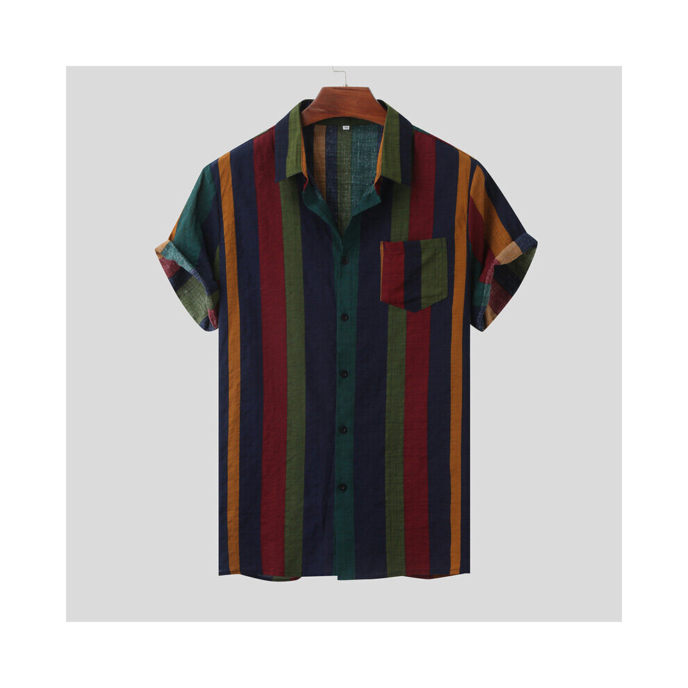 Summer Men's Short Sleeve Hawaiian Shirt Button Down Multicolor Striped Casual Loose Shirt Beach S-5xl-image-OPC-PBR6986-NEW